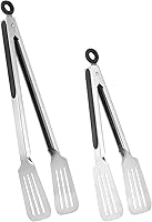 Vista 1 de Pinzas de metal para cocinar, juego de 2 pinzas de espátula de acero inoxidable para asar a la parrilla, cocinar y voltear, agarre fuerte
