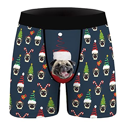 Men's Funny 3D Print Christmas Boxers Briefs Holiday Shorts Novelty Underpants Halloween Xmas Gag Gift Underwear, Navy Blue, Medium Cover