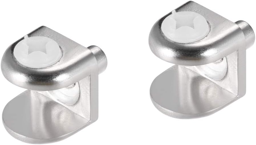 uxcell Glass Shelf Brackets, 2pcs Zinc Alloy Glass Shelf Clamp Pegs Support Clip Shaft Mount for 5mm-8mm Thick