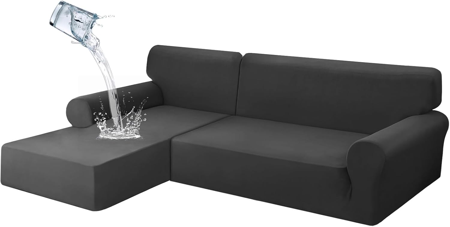 HDCAXKJ 100 Waterproof Sectional Couch Covers Grey L Shape