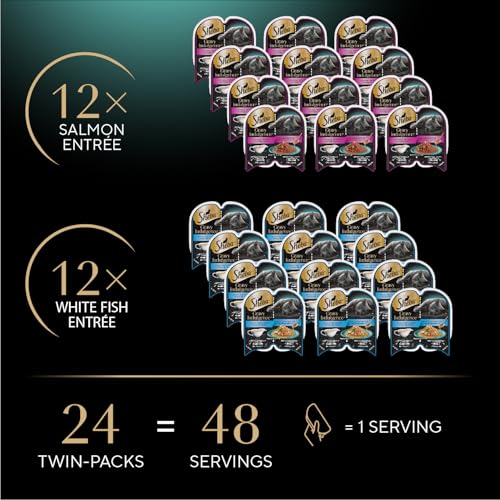 Sheba Gravy Indulgence Adult Wet Cat Food Salmon Entree and Whitefish Entree in Extra Gravy Variety Pack, 2.6 oz. Twin-Pack Trays, (12 Count, 24 Servings) (Pack of 2)