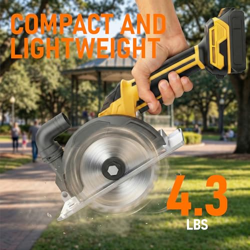 6 Inch Cordless Circular Saw Compatible with Dewalt 20V Battery(NO Battery) with Brushless Motor,Storage Bag,Guide Ruler,6" Blade,2" Cutting Depth,0-45&deg;Bevel for Wood,PVC