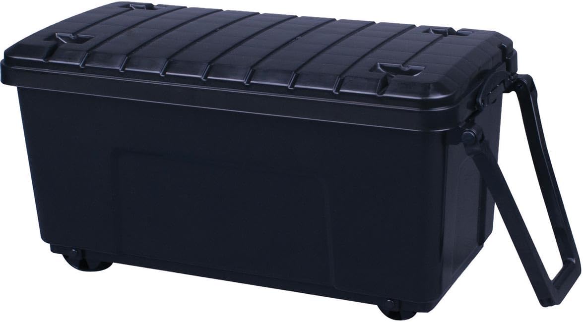 RUB160 Heavy Duty Extra Long Mobile Plastic Storage Trunk Gear Box with Pull up handle! - 4 Wheels Padlockable High Load Capacity Garage Tool Box (1)