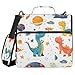 Boccsty Colorful Dinosaurs Planets Zipper Binder 3 Ring Binders Expanding File Folder Multi-Pocket Zipper Binder Organizer for School Shoulder Strap and Handle
