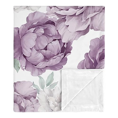 Image of Sweet Jojo Designs Lavender Purple Boho Shabby Chic Floral Girl Soft Baby Blanket Receiving Security Stroller Swaddle Toddler Newborn Infant Kids Travel Warm Minky Ivory Bohemian Vintage Watercolor