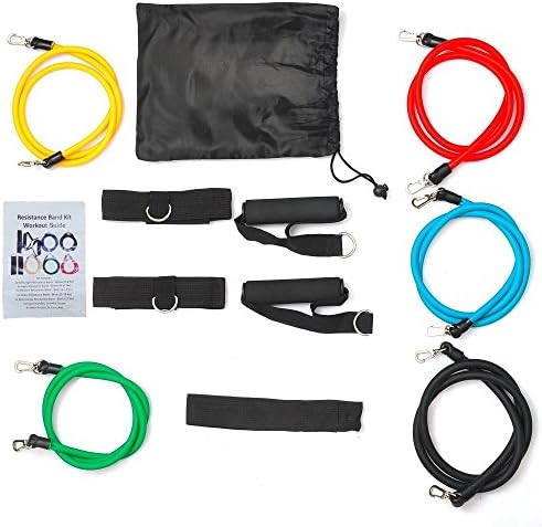 11 PCS Resistance Band Set Yoga Pilates Abs Exercise Fitness Tube Workout Bands
