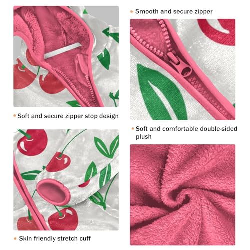 OTVEE Red Cherry Fruits Kids Hoodie Jacket Fall Spring Full Zip Warm Outwear Coat3