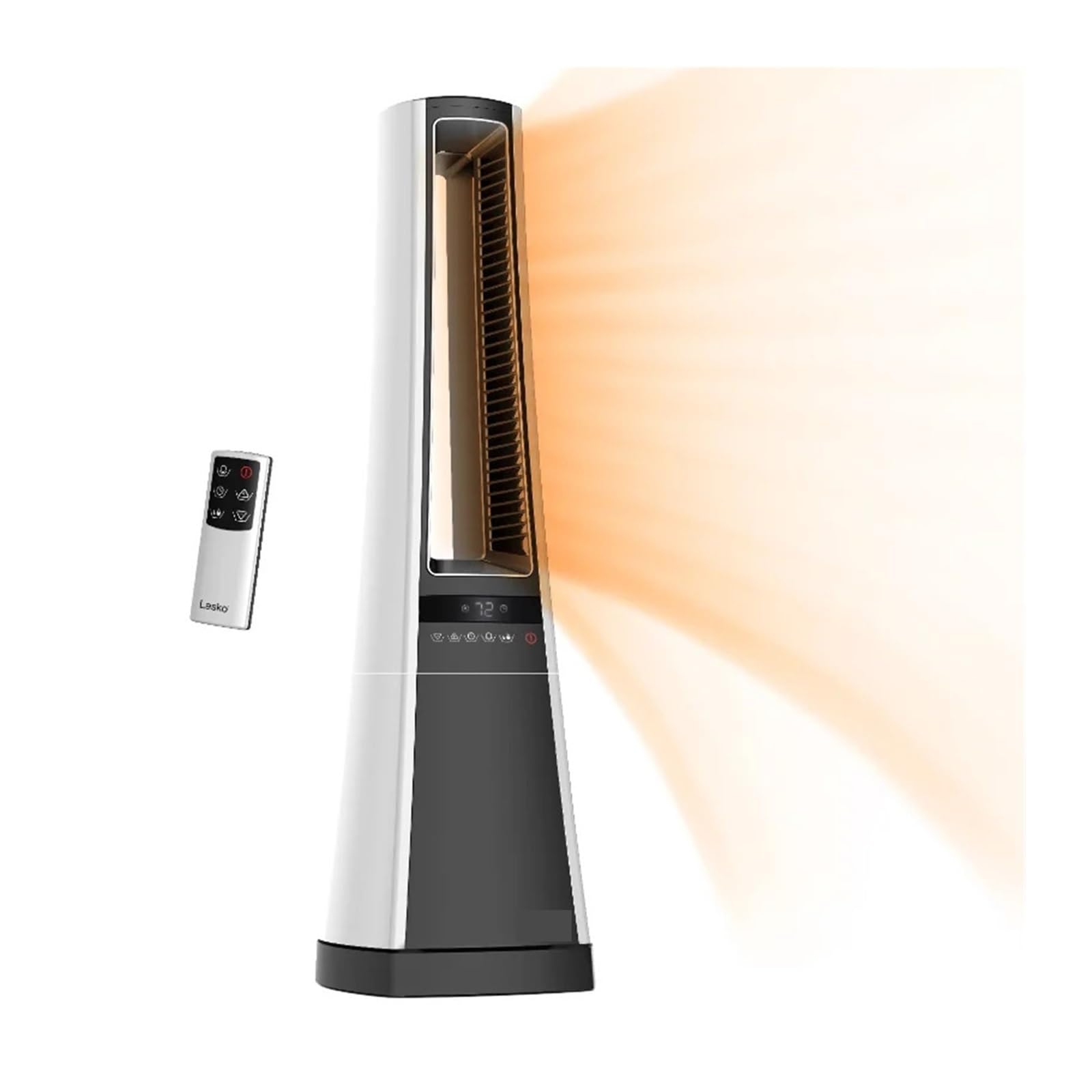 Calefactor de Torre oscilante sin aspas de 1500 W con Control Remoto y Temporizador, AW300, Blanco/Gris