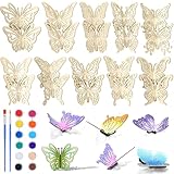 Yousoontic 20 Pcs Spring 3D Wooden Butterflies for Crafts Wood Butterfly DIY Crafts Unfinished Wooden Butterfly Cutouts Ornaments for Painting Spring Summer Tiered Tray Tabletop Decor