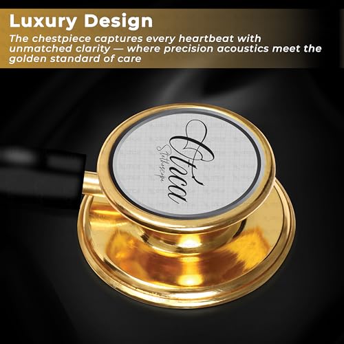 Image of Otica Gold Finish Master-Style Cardiology Stethoscope, Premium Acoustic Performance, Durable Design, Ideal for Doctors, Nurses, EMTs, Medical Students (Yellow)