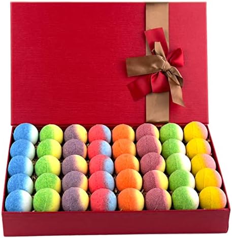 Bath Bomb Gift Set, Family Pack Mini Bath Bombs with Reusable Bowknot, 40 Pcs Organic Bath Bombs, Natural Bath Bombs for Kids, Women & Men, Best for Christmas & Any Anniversaries