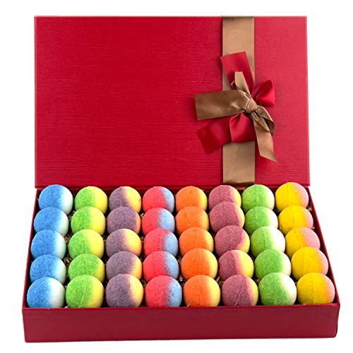 Bath Bomb Gift Set, Family Pack Mini Bath Bombs With Reusable Bowknot, 40 Pcs Organic Bath Bombs, Natural Bath Bombs For Kids, Women & Men, Best For Christmas & Any Anniversaries #TOP11