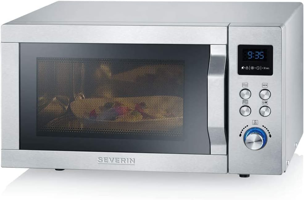 Interior view of SEVERIN MW 7754 microwave oven with turntable and pizza plate