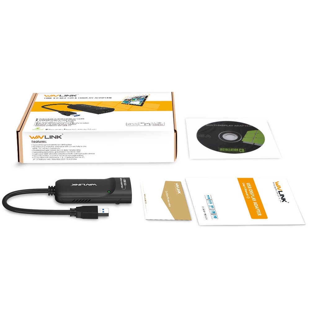 wavlink USB 3.0 zu HDMI Adapter Slim Externe Video Karte Display Monitor unterstützt 2048 × 1152 Auflösung mit Audio Port für Windows 10/8/7/XP – Schwarz