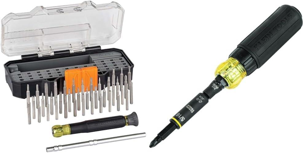 Klein Tools 39-Piece Precision Screwdriver Set, 11-in-1 Ratcheting Impact Rated Multi-Bit Screwdriver/Nut Driver Tool