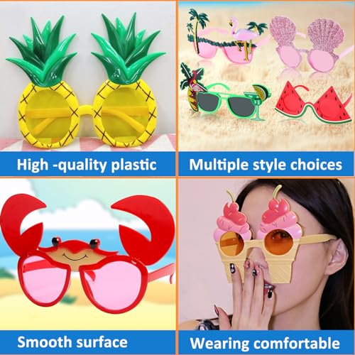 12 Pairs Novelty Party Sunglasses,Funny Luau Party Sunglasses Hawaiian Tropical Beach Glasses Summer Pool Party Sunglass for Beach Themed Party Supplies3