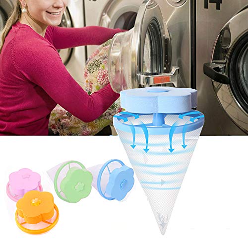 4 Pieces Pet Hair Remover for Laundry, Reusable Safety Floating Lint Mesh Bag, Hair Filter Net Pouch Washer Hair Catcher, Dogs and Cats Hair Catcher for Washing Machine