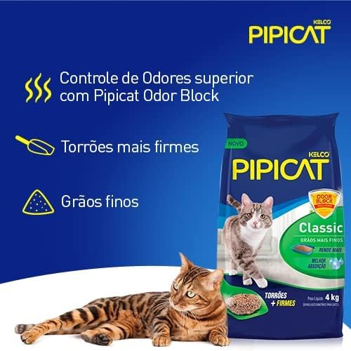Areia Sanitária Pipicat Classic 4 Kg Kit com 6 sacos