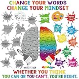 Dispowreath 44 Pcs Growth Mindset Bulletin Board Set Inspirational Poster Motivational Quotes Positive Sayings Accent Display Set Growth Mindset Classroom Decoration for Middle High School