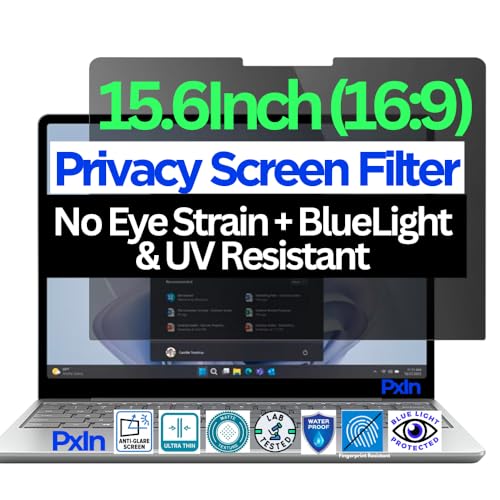 Image of Pxin 15.6 Inch Laptop Privacy Filter | No Eye Strain | Anti Glare, Anti UV & Blue Light UV /IR, Anti Scratch, Privacy Screen Protector | BLUVLIGHTBLOCK Tech