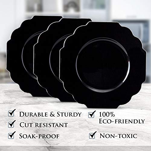 Silver Spoons Disposable Dinnerware Plates | Baroque Collection, Dinner, Black #TOP5