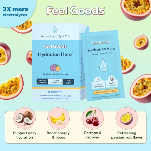 Image of Feel Goods Hydration+, Sugar Free Electrolyte Powder Packets - 15 Count