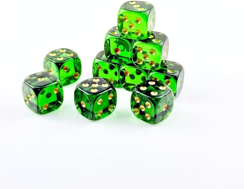 10 Piece D6 dice 16mm Acrylic Dice Set Polyhedral Dice Game Dice for RPG MTG DND Dice Table Games