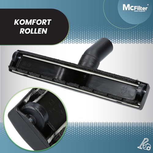 McFilter I Universal 32-35mm Hartbodendüse Staubsaugerdüse kompatibel mit Siemens, Bosch, AEG, Miele, Philips, Samsung, Dirt Devil, Panasonic I 2 Laufräder I Nylonhaar I ca. 30 cm breit