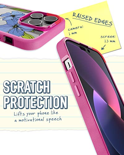 Image of Smartish iPhone 14 Pro MagSafe Case, Gripmunk, Slim Grip Case, Blue Floral