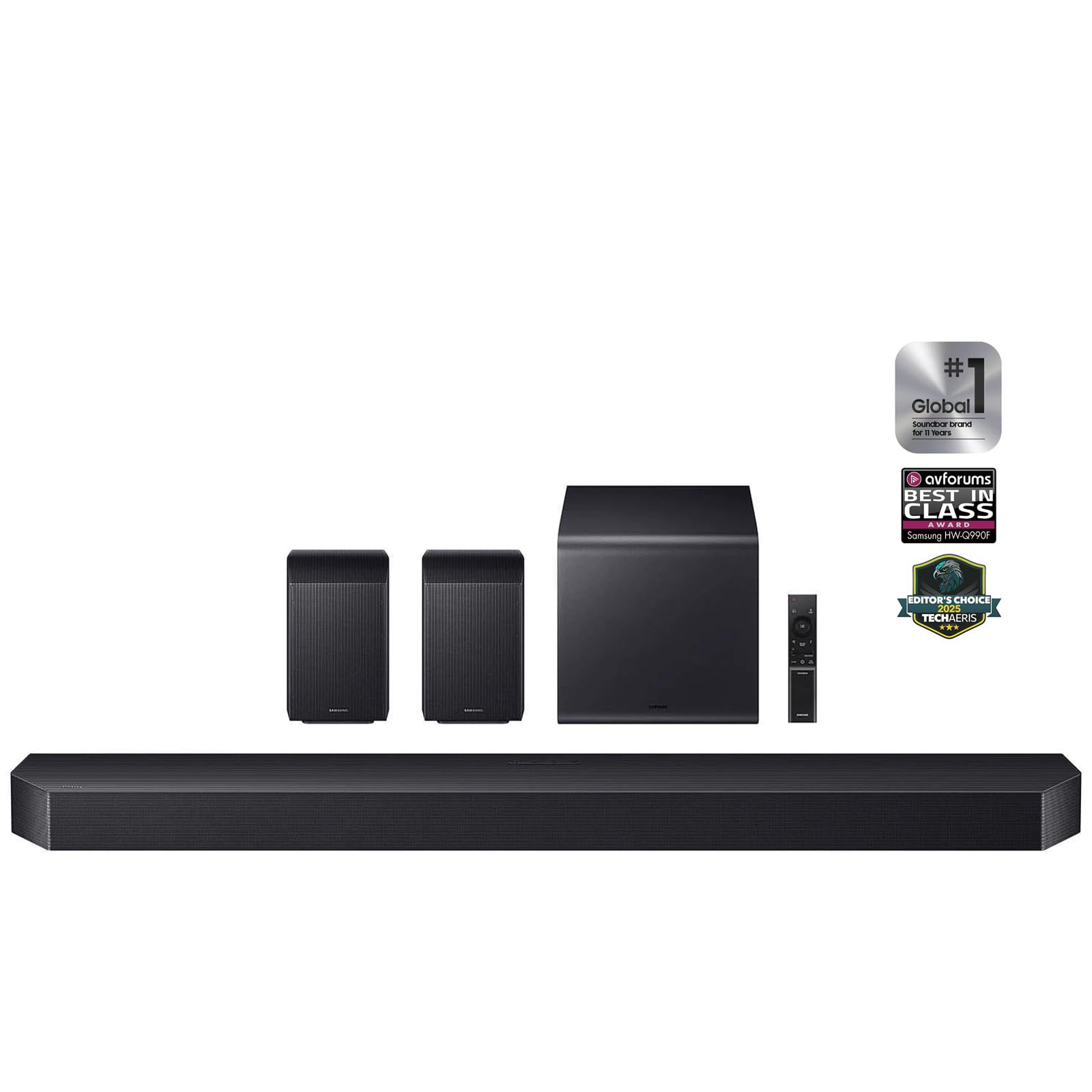 Samsung HW-Q990F 11.1.4ch Q Series Soundbar with Subwoofer + Rear Speaker, Wireless Dolby Atmos, Q-Symphony, Game Mode Pro, Adaptive Sound