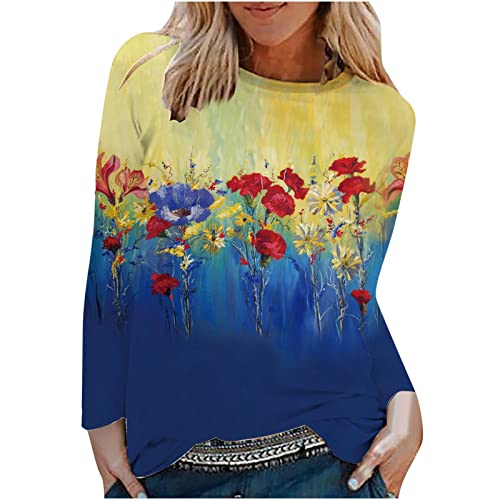 Langarm-Top mit V-Ausschnitt, Damen, locker, lässig, modisch, Blumenmustert, Langarm-T-Shirt, Übergröße, T-Shirt-Oberteil, Drop-Shoulder-Ärmel-Oberteil, Elegantes Damen-Langarm-Top Cover