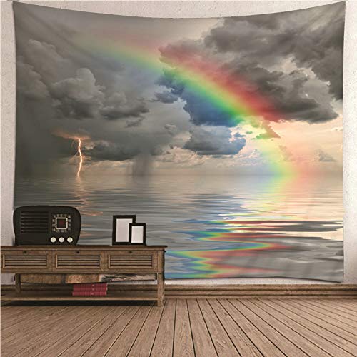 Tapiz decorativo de poliéster gris multicolor KnSam de 150x130 cm para pared de salón
