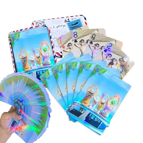 OXOQAQ Custom Photo Playing Cards, Personalized Playing Cards with Photo Logo,Deck of Cards for Parties,Holiday,Weddings,Draduations,and More (Double-Sided Iridescent Laser Film)