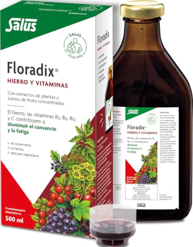 Salus - Floradix Suplemento de Hierro Líquido - 500 ml - Reduce el Cansancio y la Fatiga - Con Hierro Orgánico y Vitaminas B2, B6, B12 y C - Combate la Anemia - Suplementos Vitamínicos