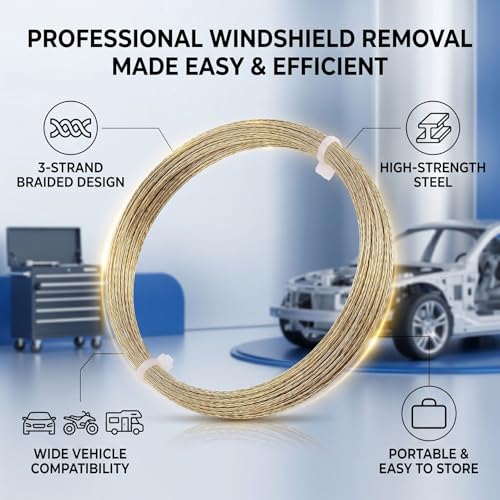 Herramienta de corte con alambre de acero 20m para vidrio de automóviles, ATVs y RVs miniatura 2