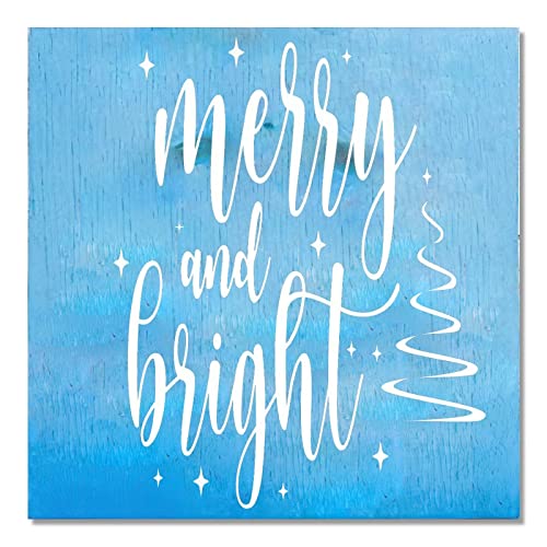 Panneau de Noël en bois vintage rustique 40x40cm, décoration murale de qualité