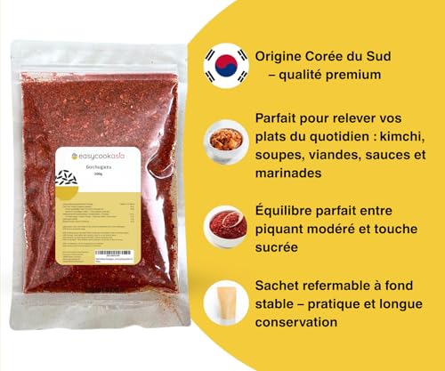 EasyCookAsia Gochugaru | Koreanische Gochugaru Chiliflocken in Plastik | 100g | Gochugaru Chili Flakes | grob gemahlen (1er)