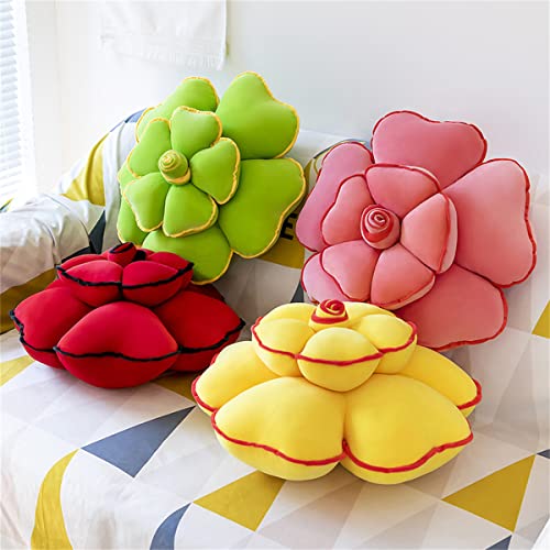 Round Rose Pillow Flower Cushion Cute Sleeping Pillow Sofa Bedroom Decoration Soft Cushion Floor Mat Pink 19.6In #TOP2