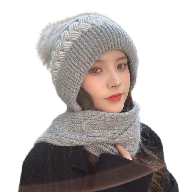Women Winter Beanie Cap Hat for Girl's | Pashmina Cashmere Knitted Faux Fur Warm Snow Wind Proof Skull Woolen Cap for Women | Rabbit Beret Ski Cap Hat for Cold Season | Freesize-image-7