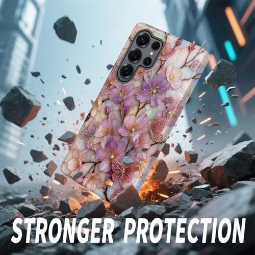 Coque Samsung S26 Ultra double couche fleur contre les chutes