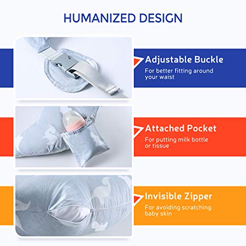 Breast Feeding Pillows for Babies, OMORC Nursing Pillows for Breastfeeding, 100% Pure Cotton Baby Nursing Pillows, Waterproof Baby Lounger Pillow with Detachable Headrest & Backrest