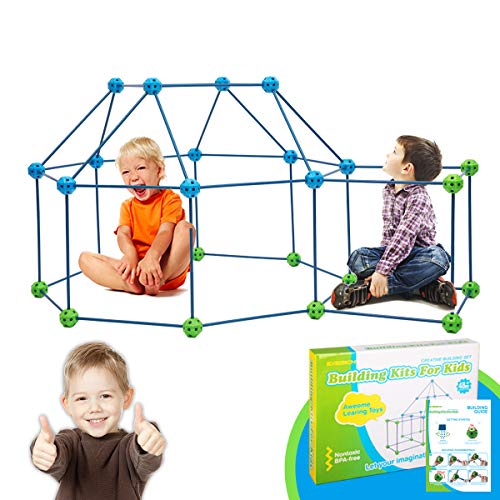 Fort Building Kits for Kids,Kids Fort,STEM Building Construction Toy,Build Tunnels Tents for Indoor Outdoor-Great Gift for Boys and Girls(76 Pieces)