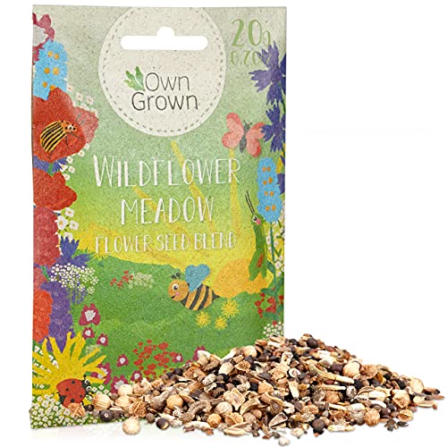 Wildflower Meadow â€“ Bee Friendly Wildflower Seeds Mix: Approx. 10,000 Premium Seeds for Planting Bee Flowers 100â€“200 sq. ft, 0.7 oz â€“ Butterfly Garden Seeds â€“ Seeds for Gardening Flowers by OwnGrown