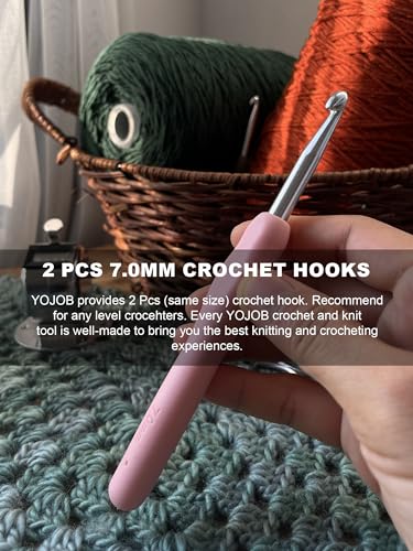 Image of 2Pcs 7.0mm Crochet Hooks, Ergonomic Crochet Hook for Arthritis and Beginners, Extra Long, Smooth, Comfortable (7.0mm)