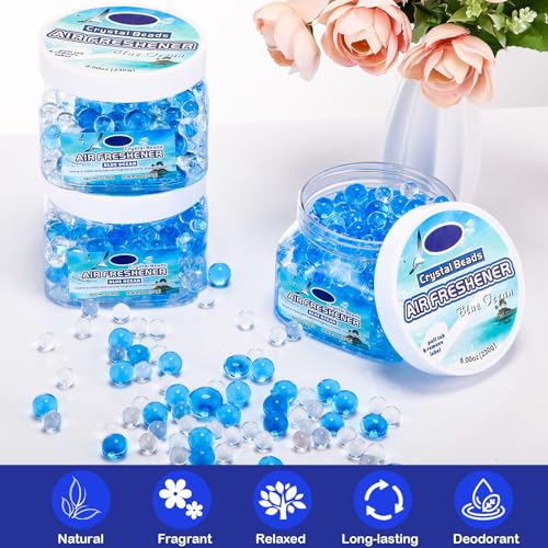 Image of 12 Pcs Air Freshener Bulk Odor Gel Eliminator Beads 8 Oz, Ocean | Long Lasting Air Freshener Beads in Jars Eliminates Odors in Home Bathrooms, Cars, Boats, Rvs, Pet Areas
