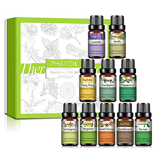 Phatoil 10Pcs Essential Oils Set With Beautiful Box, 10Ml Essential Oils For Diffusers For Home, Perfect For Diy Soap Candle Making, Ideal Gift Sets #TOP8