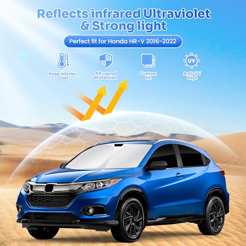 Image of Canvcle Window Shades for Honda HRV 2016-2022 HR-V Accessories Windshield Sun Shade Side Rear Window Cover Sunshade Sun Visor Shield Privacy Protection for Camping Keep Vehicle Cool Black 6PCS