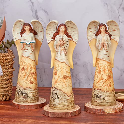 Qmaggice Set Of 3 Angel Figurines, Angel Statues For Home Decor, Exquisitely Carved Angel Collectibles, Beautiful Angel Statues And Collectibles, 8-Inch Resin Angel Statue Gift #TOP1