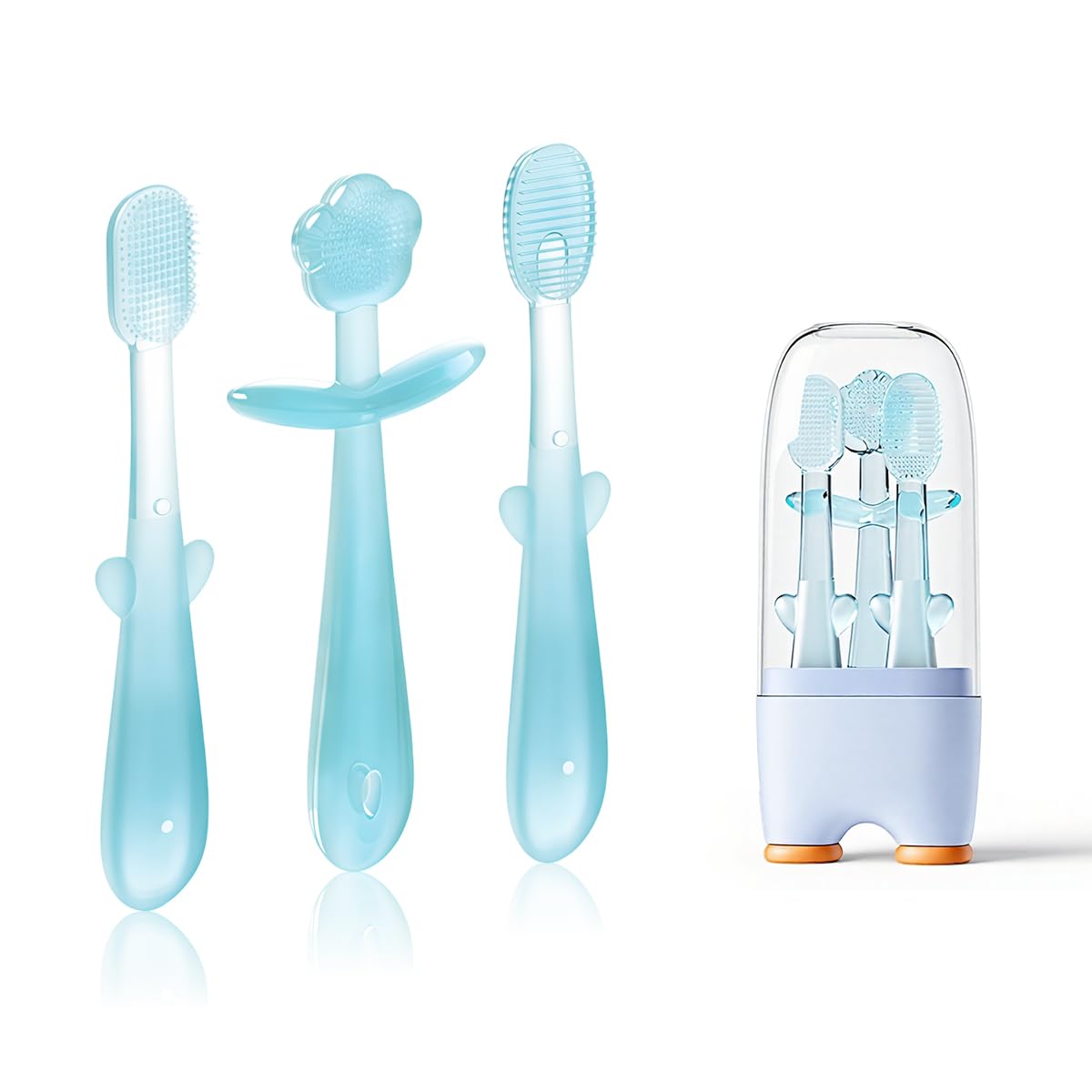 SNOWIE SOFT® Baby Oral Cleaner & Tongue Cleaner Set, 3-Piece BPA-Free Gum Brush with Soft Bristles, Infant Oral Care Kit with Storage Case for Newborns and Babies 0-18M-image-28