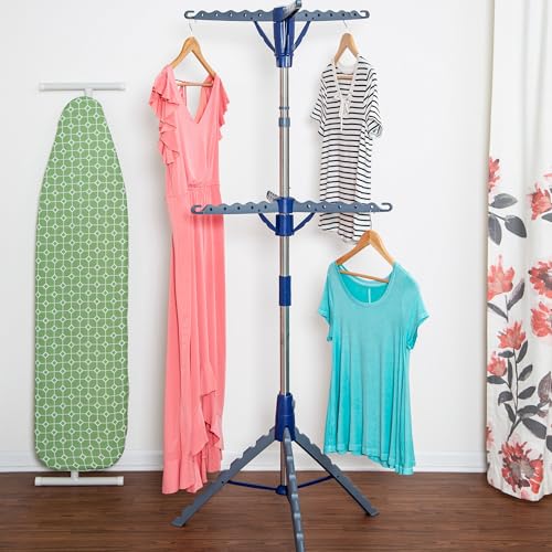 Honey-Can-Do 2-Tier 73-Inch Collapsible Tripod Drying Rack, Heavy Duty Chrome Steel Laundry Stand, Holds 30 Garments, Portable Foldable Indoor Outdoor Clothes Drying Rack by Honey-Can-Do - Image 2
